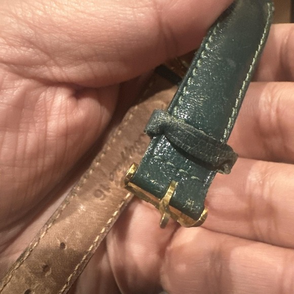 Works Vtg PEARL Christmas Tree Dial Watch Women Quartz Leather NEW BATTERY 30mm - Picture 9 of 9